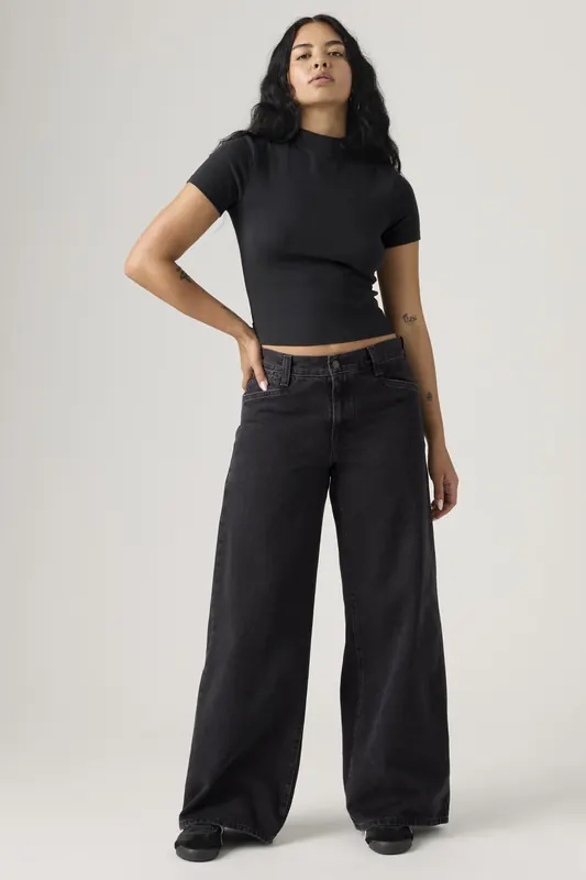 Levi's 94 Baggy Wide Leg Jeans Maat: W25L33 | Wijde Broeken Outlet | Dames | Zwart