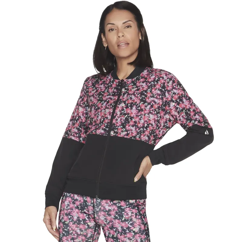 Skechers Fantasy Fields Reversible Bomber Jacket WJA314-BKRB, Damskie, Różowe, bluzy, poliester, rozmiar: M