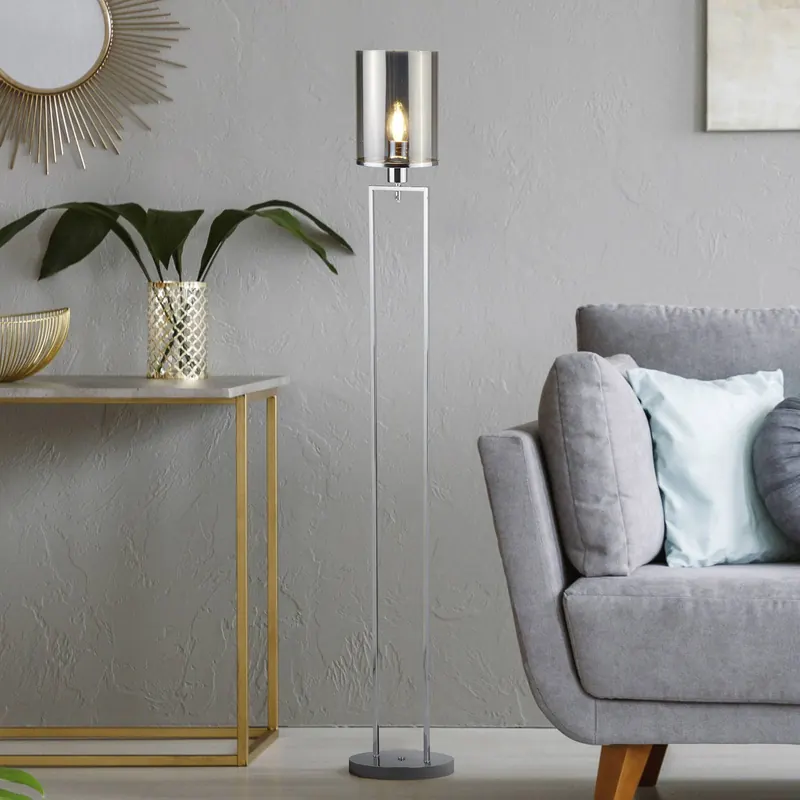 Lampa stojąca Catalina, szkło, chrom/dymny, E27, 144 cm