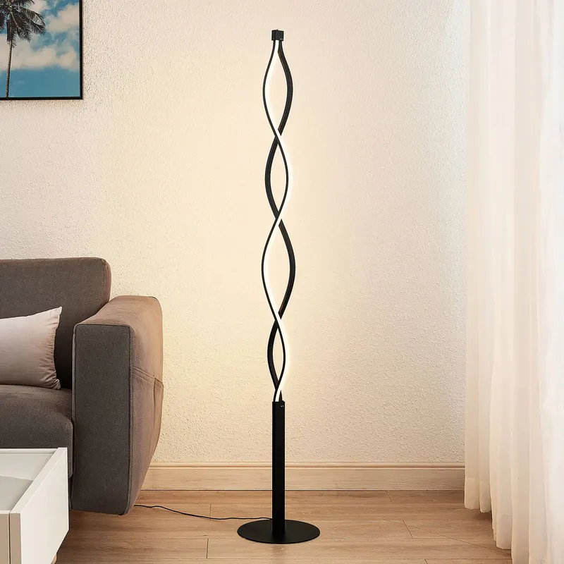 Lampa stojąca LED Lindby Welina, czarna, 150 cm, ściemniana