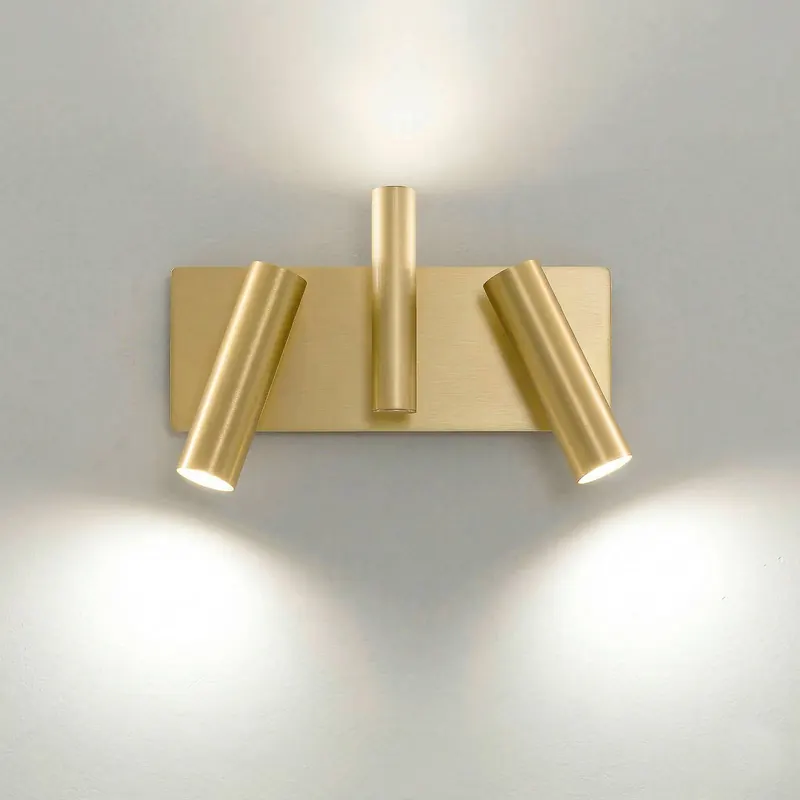 Lampa ścienna 7542, satynowany mosiądz, 3-punktowa, GU10 & GU4