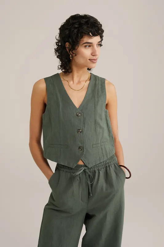 We Fashion Waistcoat Dark Green Maat: 40 | Gilets Outlet | Dames | Groen