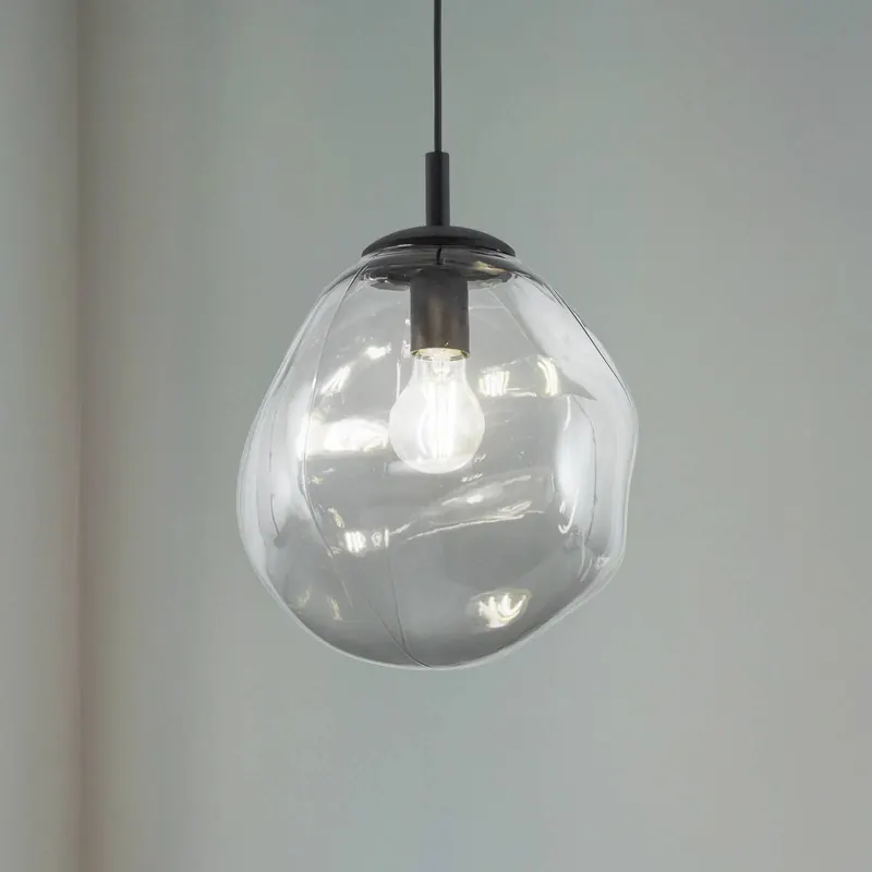 Lampa wisząca Sol Mini, szkło, Ø 25 cm, czarny/grafitowo-szary
