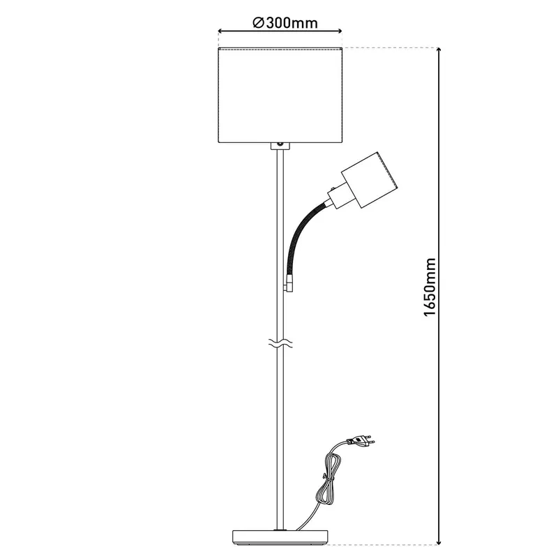 Lampa podłogowa Filomena, brązowo-srebrna, tekstylna, z ramieniem do czytania,