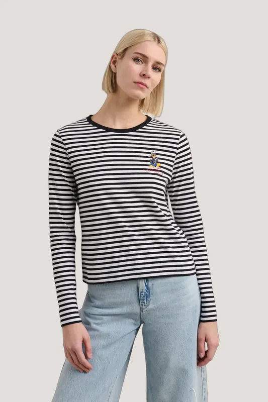 Karl Lagerfeld Disney Stripe Longsleeve T-shirt Small Stripe Black-white Maat: XL | Tops Outlet | Dames | Zwart