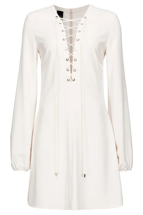 PINKO Affabile Abito Crepe Fluido Con Stringature Silk White Maat: 40 | Mini Jurken Outlet | Dames | Ecru