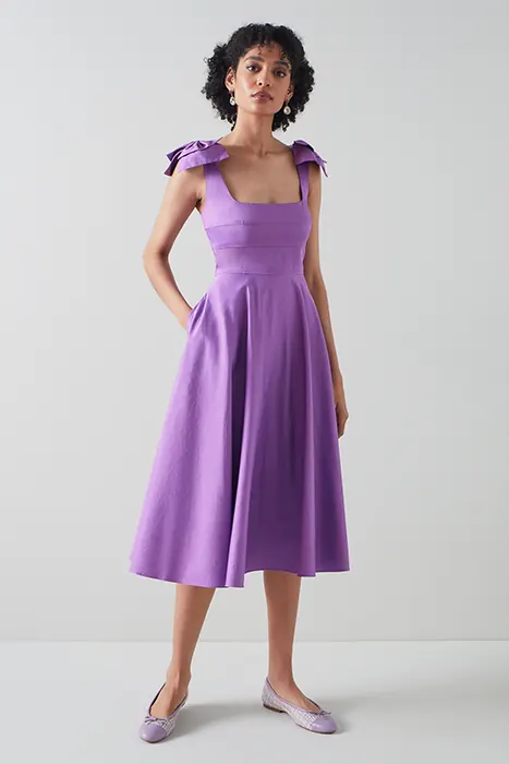 LK Bennett Dr Emeralsd - Bow Dress Wisteria Maat: 48 | Midi Jurken Outlet | Dames