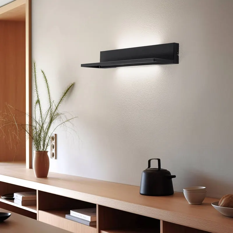Kinkiet półkowy, czarny, stalowy, 60 cm długości, 2 x LED