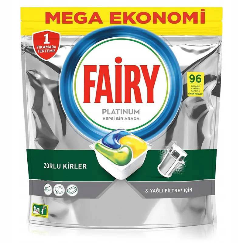 Kapsułki Fairy Platinum All In One do zmywarki cytrynowe 96 sztuk