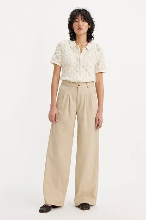 Levi's Pleated Wide-leg & Flared Jeans Pant Beige Maat: W26L28 | Wijde Broeken Outlet | Dames | Beige
