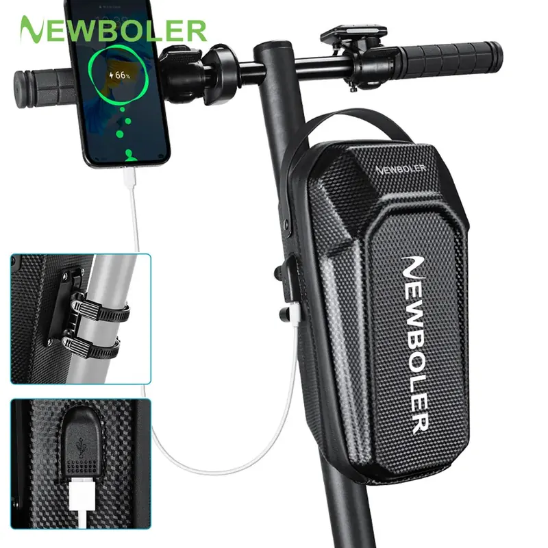 Torba na hulajnogę elektryczną NEWBOLER 3L/5L, akcesoria, torba na pojazd elektryczny z portem USB, wodoodporna torba przednia na hulajnogę, torba rowerowa