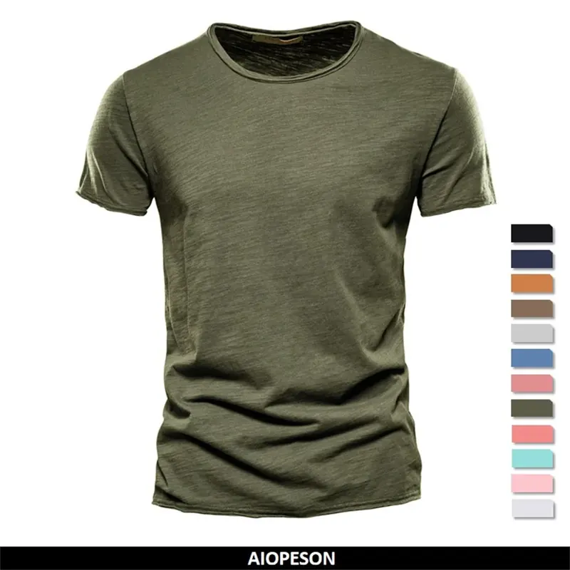 100% Bawełna Męska koszulka Casual Soft Fitness Letnie cienkie koszulki Męskie ubrania domowe O-Neck Krótki rękaw Soild T Shirt dla mężczyzn