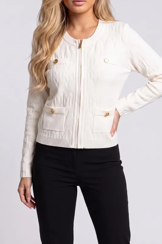 GUESS Adele Logo Chenille Macadamia Maat: M | Sweaters Outlet | Dames | Ecru