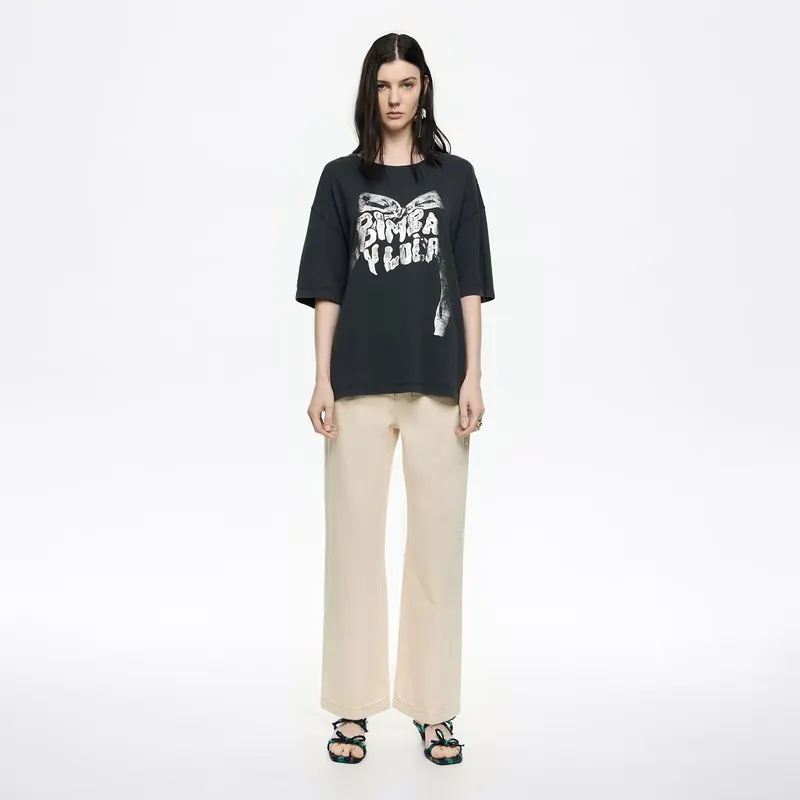 STRAIGHT CROPPED - Spodnie denim długość do kostki kość słoniowa