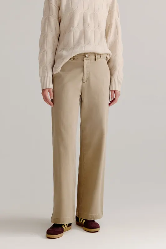 Josephine & Co Jelmer Pants Light Khaki Maat: 40 | Wijde Broeken Outlet | Dames | Beige