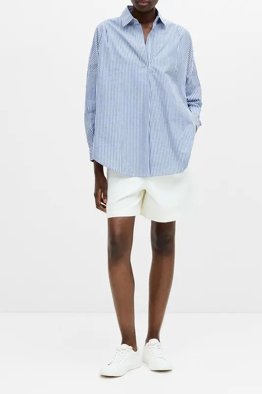 French Connection Stripe Poplin L/s Popover Blue/white Maat: 16 | Overhemden Outlet | Dames | Blauw