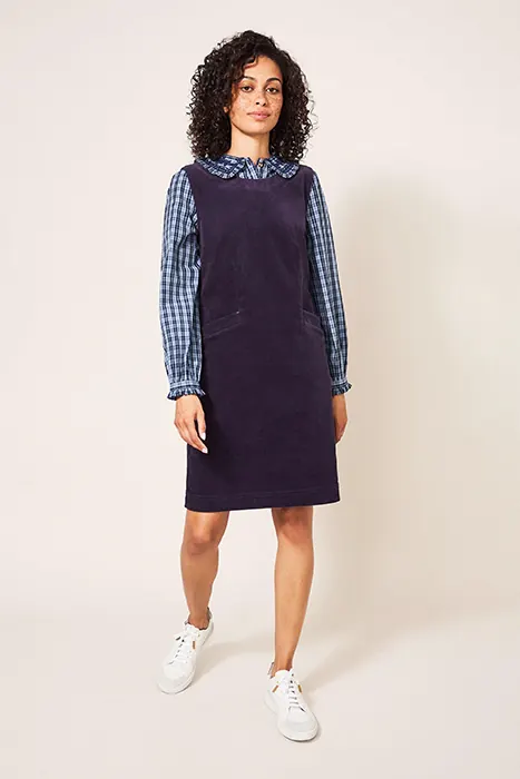 White Stuff Lothbury  Cord Pinny Dark Purple Maat: 8 | Mini Jurken Outlet | Dames | Blauw