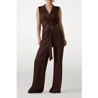 GUESS Iva Overlap Ss Jumps Rich Brown Maat: 42 | Jumpsuits Outlet | Dames | Bruin