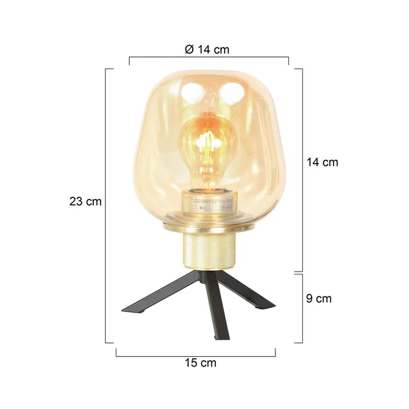 Lampa stołowa Reflexion, Ø 14 cm, kolor mosiądz, szkło