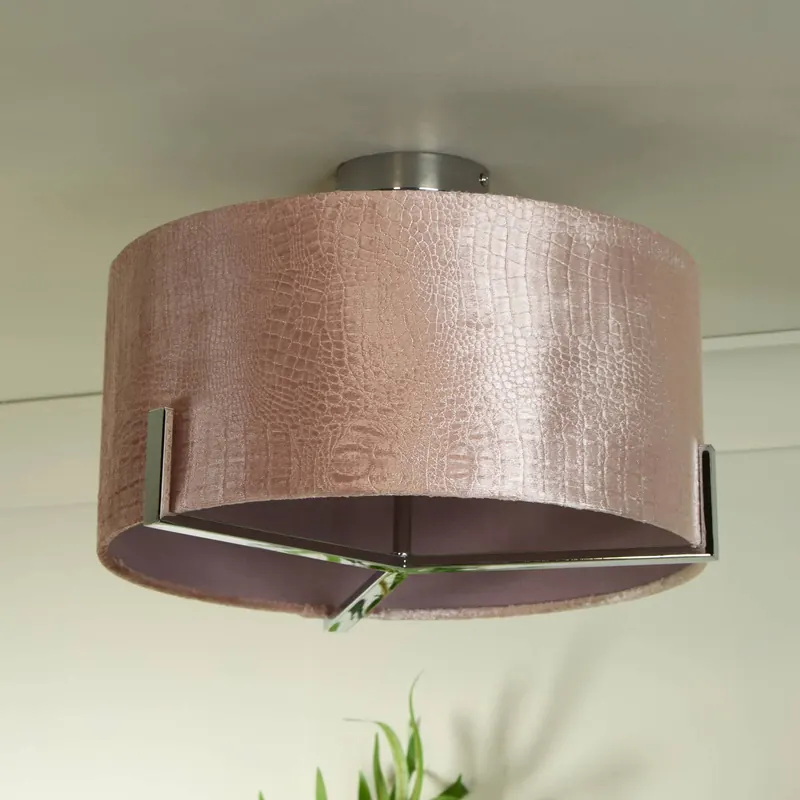 Lampa sufitowa Kyran, czerwona, metal, aksamit, Ø 40 cm, E27