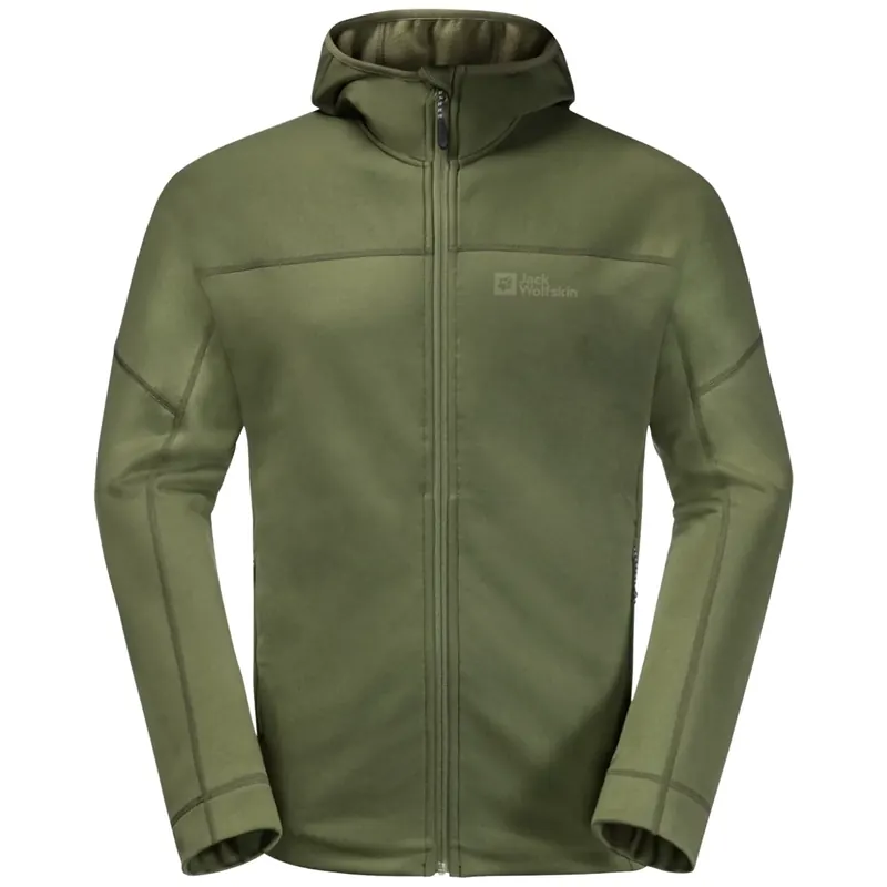 Jack Wolfskin Hirschberg Hooded FZ M 1710881-4129, Męskie, Zielone, polary, poliester, rozmiar: S