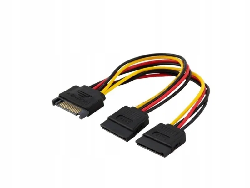 Kabel zasilający Sata 15 pin (M) – 2x Sata 15 pin (f) Savio AK-17