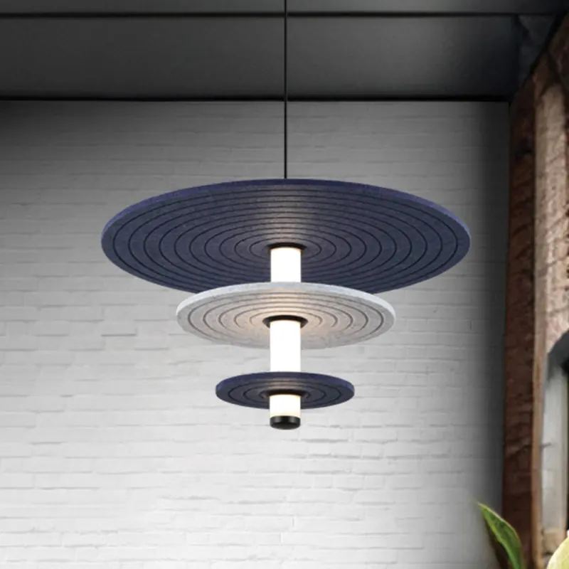 Żyrandol LED Azul, wysokość 31 cm, niebiesko-szaro-czarna, filc