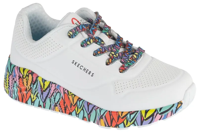 Skechers Uno Lite - Subtle Love 314088L-WMLT, Dla dziewczynki, Białe, buty sneakers, skóra syntetyczna, rozmiar: 38
