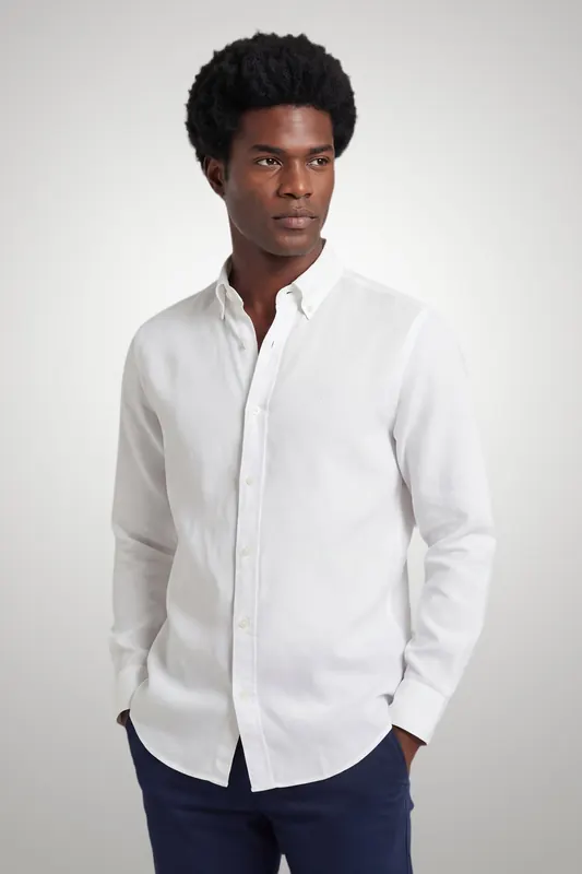 McGregor Cotton/linnen Shirt White Maat: M | Casual Overhemden Outlet | Heren | Wit