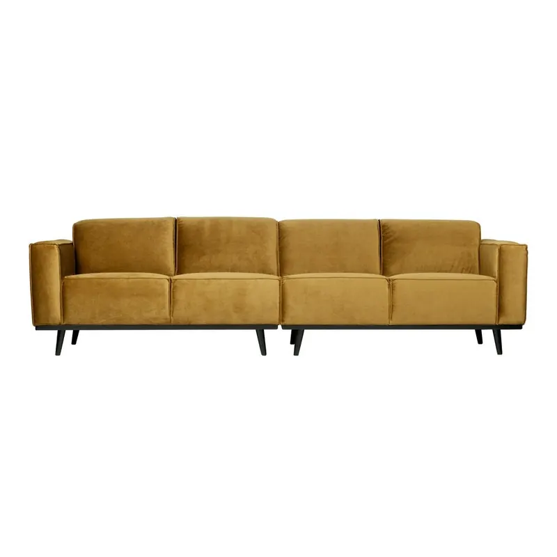 Żółta aksamitna sofa 280 cm Statement – WOOOD