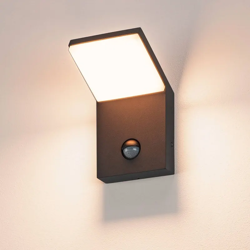 Kinkiet LED Ordi, antracyt, aluminium, szerokość 10 cm, czujnik