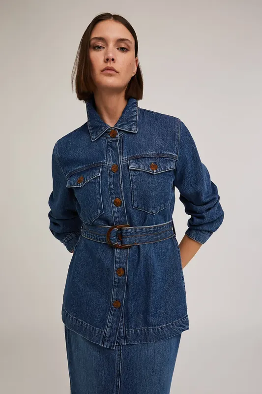 Motivi Lyocell Blend Denim Saharan Jacket Blue Maat: 34 | Spijkerjassen Outlet | Dames | Blauw