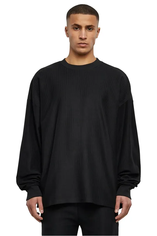 Urban Classics Rib Terry Boxy Crew Black Maat: XXL | Sweaters Outlet | Heren | Zwart