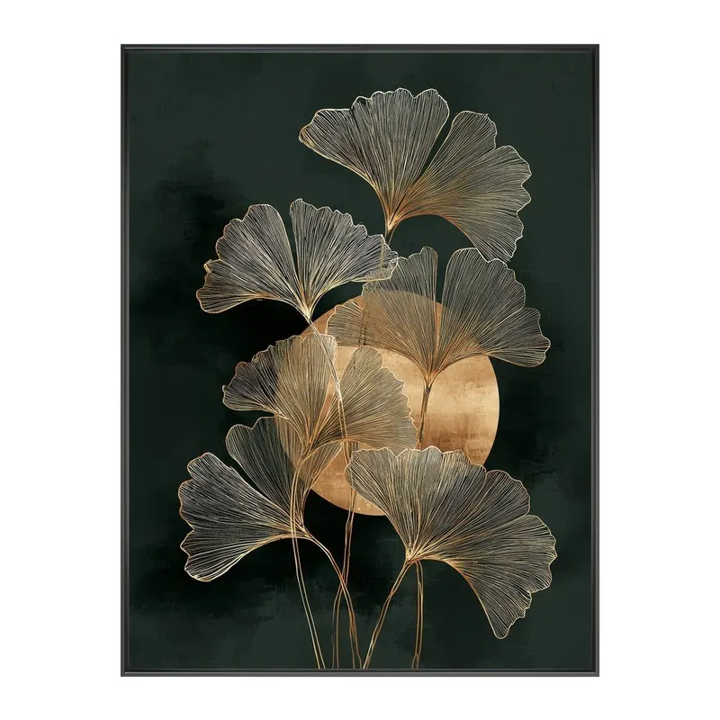 Obraz drukowany z ramą w zestawie 60x80 cm Gold Ginkgo – Styler