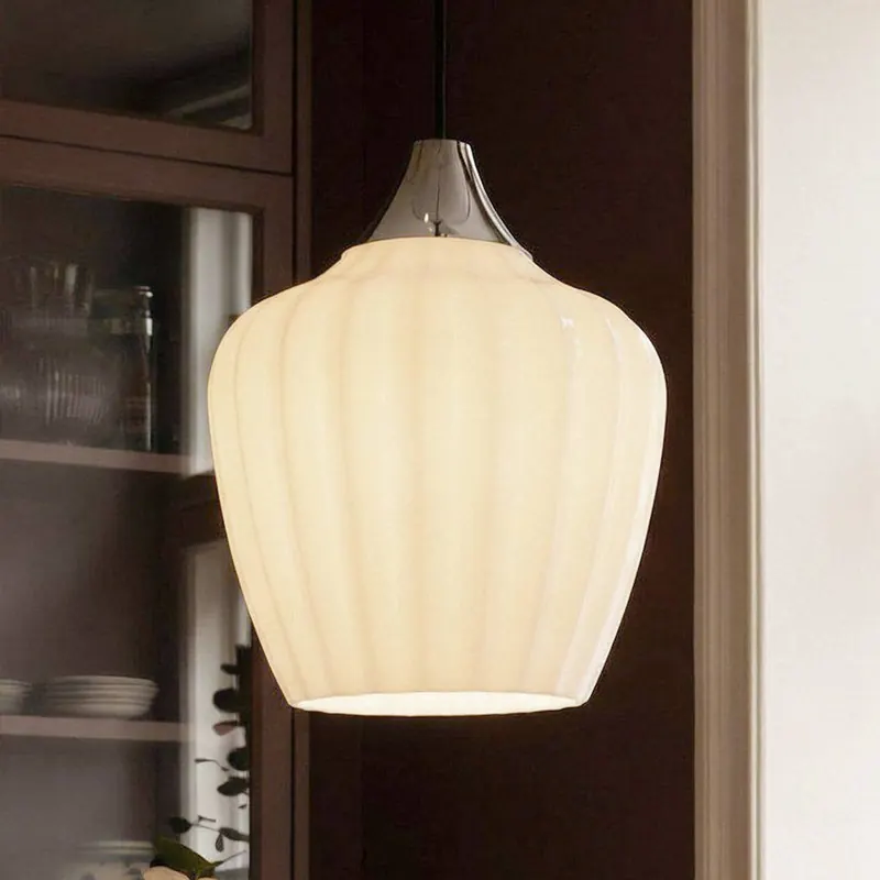 Lampa wisząca Amalfi, biała opalowa, Ø 25 cm, szkło, E27, wtyczka