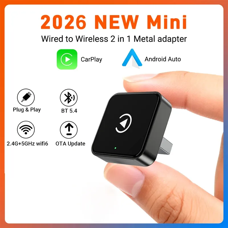 XUDA 2026 Nowy Bezprzewodowy Carplay i Android Auto 2w1 Smart Mini Box WIFI BT Auto Connect do Toyota Volvo Benz MG Kia MAZDA FORD