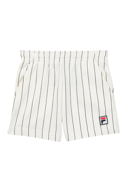 FILA Lubaco Regular Pinstriped Sweat Shorts Egret / Black Striped Maat: 122/128 | Broeken Outlet | kids | Creme