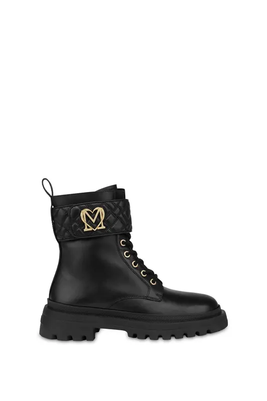 Moschino Biker Calfskin Ankle Boots Black Maat: 38 | Laarzen Outlet | Dames | Zwart