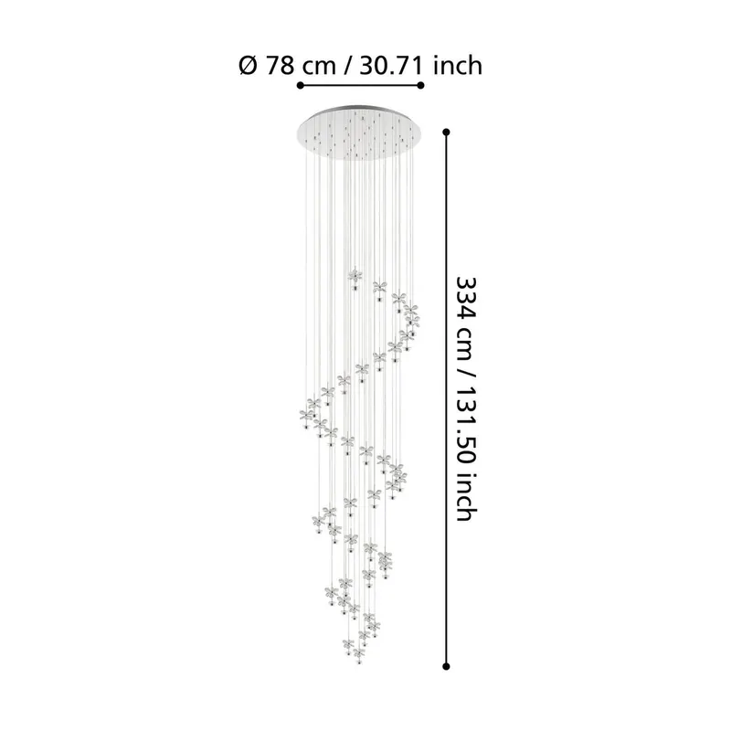EGLO Stars of Light żyrandol LED Pianopoli chrom 78x334 cm