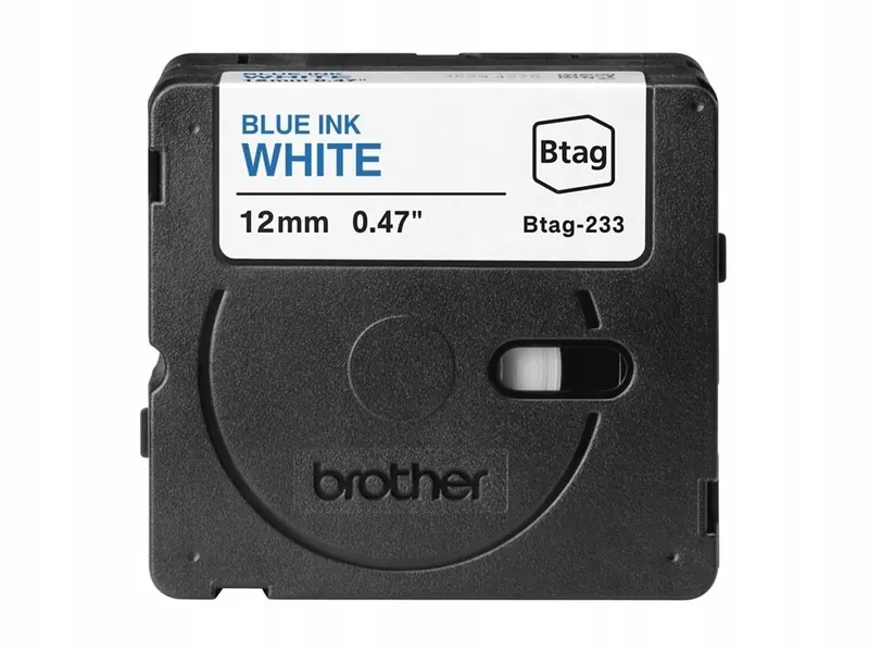 Brother BTAG-233 BTAG233 12mm Blue on white tape