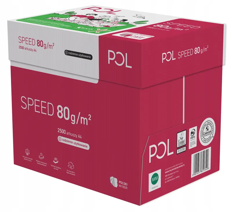Papier biurowy ksero biały do drukarki Polspeed A4 80g 5 ryz 2500 arkuszy