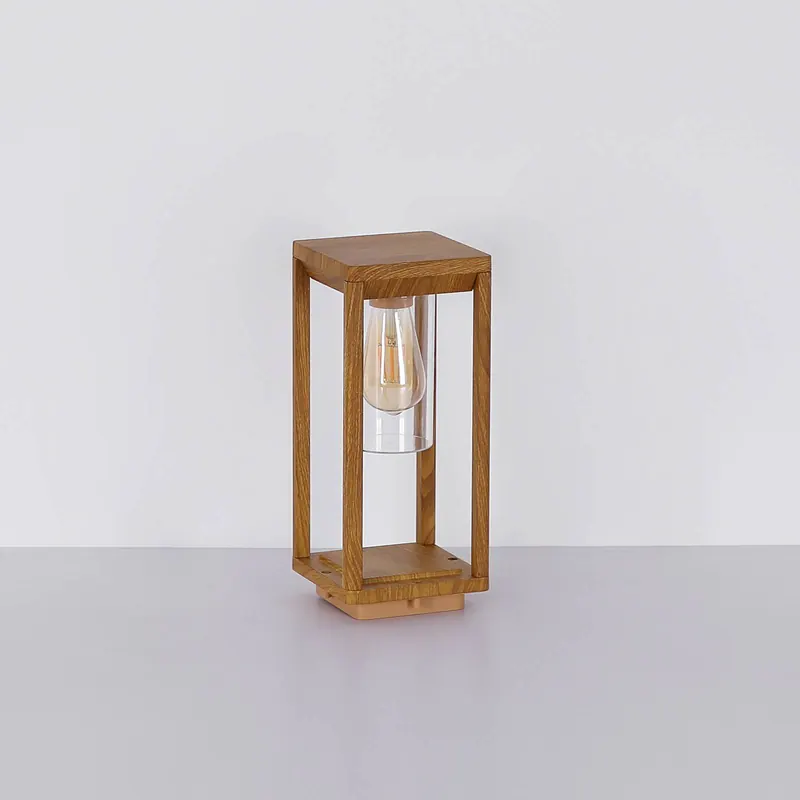 Lampa cokołowa Candela wygląd drewna, 35cm