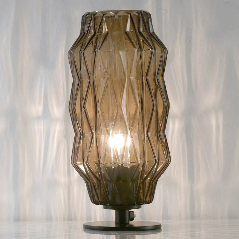 Lampa stołowa Origami, szaro-brązowa