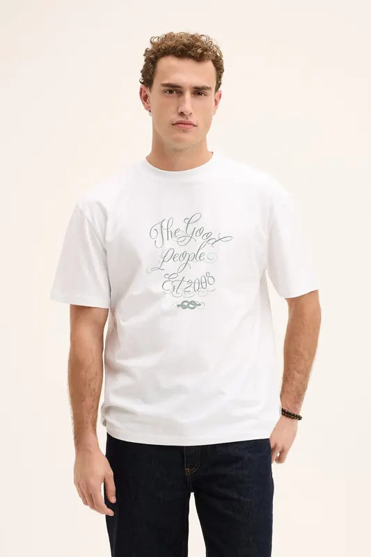 The Goodpeople Oscar White Maat: M | T-shirts met Print Outlet | Heren | Wit