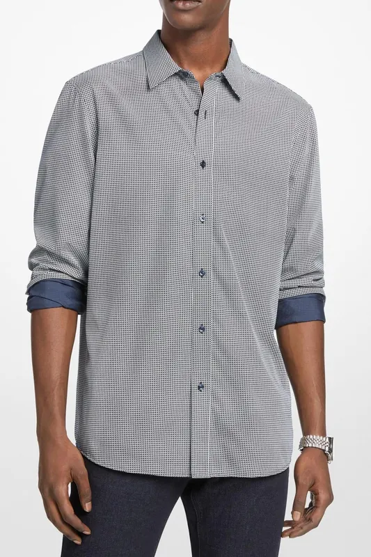 Michael Kors Ls Geo Print Classic Fit Midnight Maat: L | Casual Overhemden Outlet | Heren | Blauw