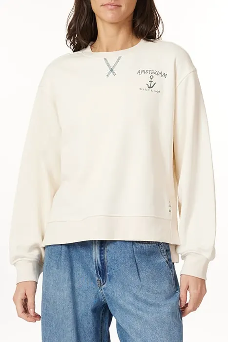 Scotch & Soda Sweatshirt Whitecap Grey Maat: L | Sweaters Outlet | Dames | Wit