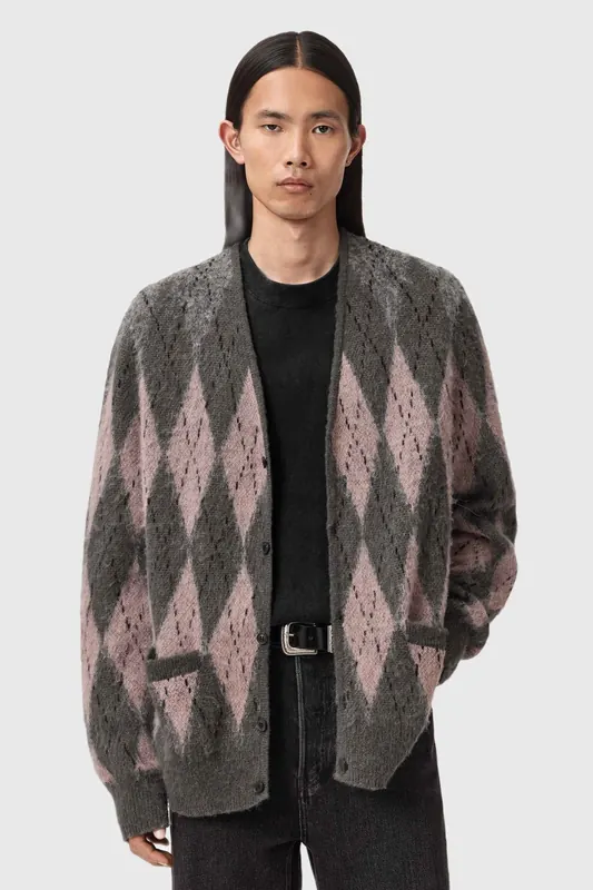 AllSaints Andre Cardigan Green Maat: L | Cardigans Outlet | Heren | Grijs