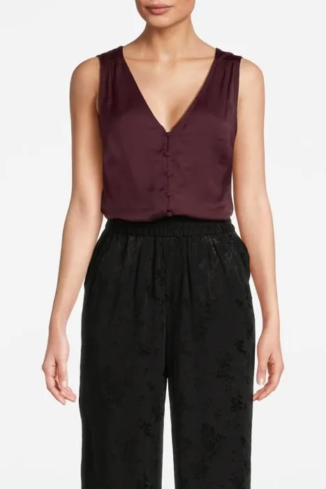 Scotch & Soda Sleeveless Button Front Blouse Burgundy Maat: M | Mouwloze Tops Outlet | Dames | Bordeaux
