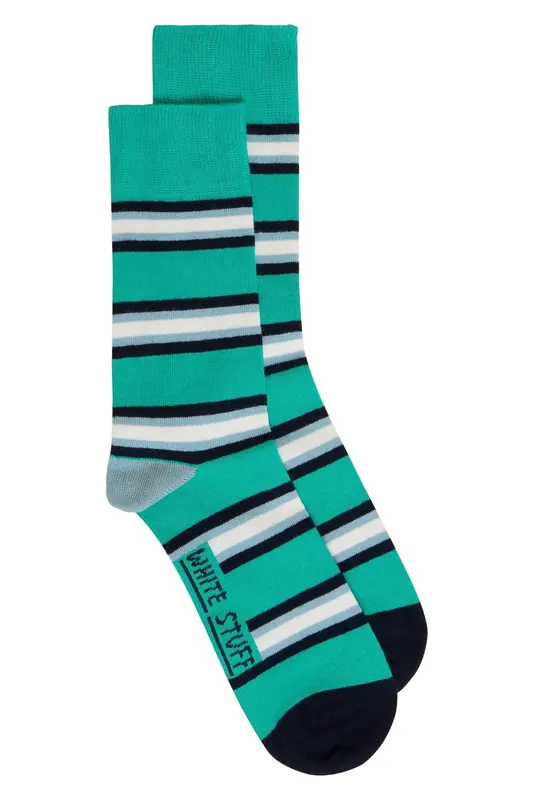 White Stuff Spaced Stripe Ankle Sock Teal Multi Maat: 7-9 | Sokken Outlet | Heren | Blauw