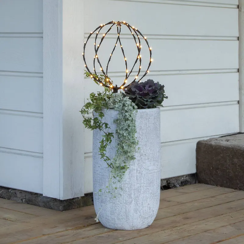 Lampa z grotem ziemnym LED Kula, Ø 30 cm, czarna, metalowa bateria